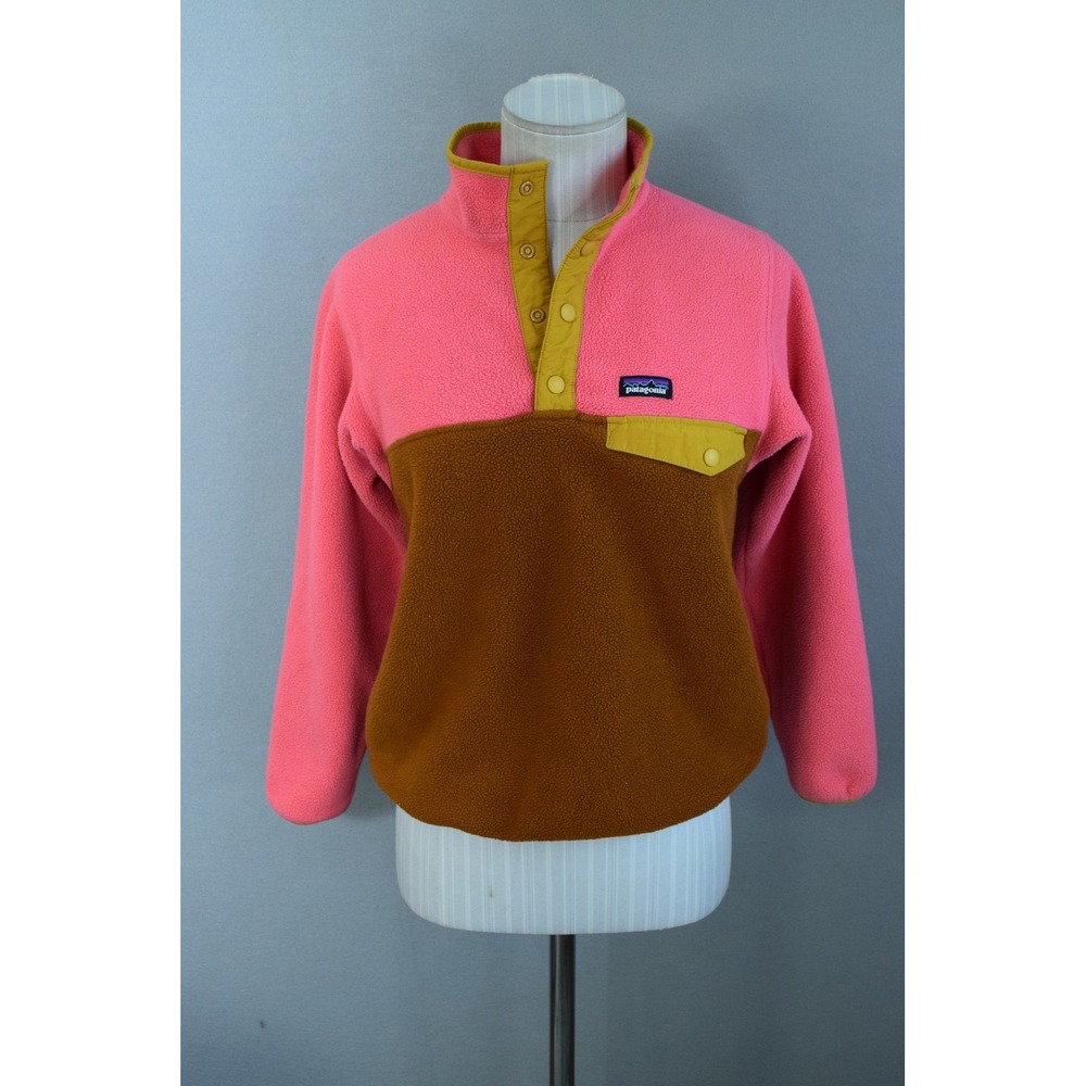 Patagonia Synchilla Snap-T Fleece L 12 Pink Brown Pullover Jacket Lightweight